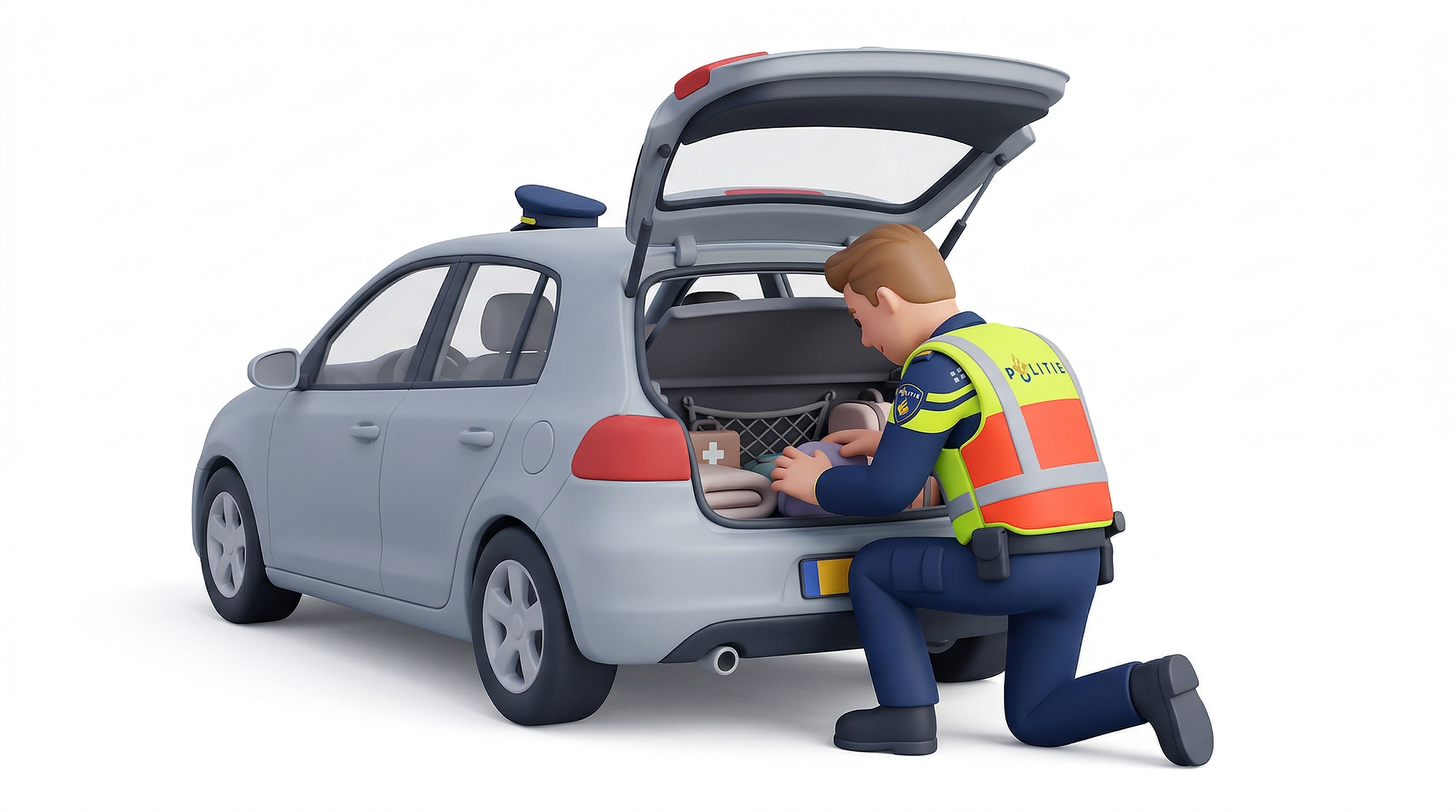 Politie doorzoekt een voertuig