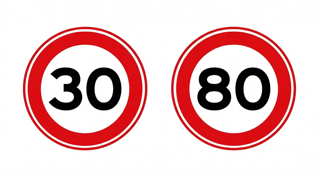 Speed limit signs 30 and 80 km/h