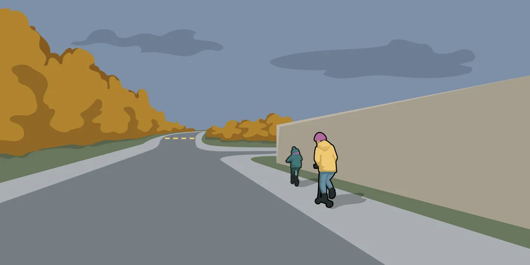 Child hazard — be extra careful near schools and residential areas
