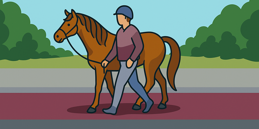 Person leading a horse on foot — still classified as a driver