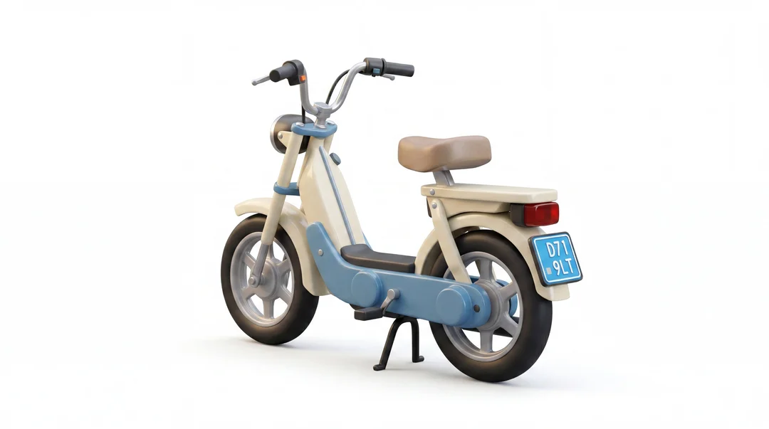 Snorfiets (light moped) with blue licence plate