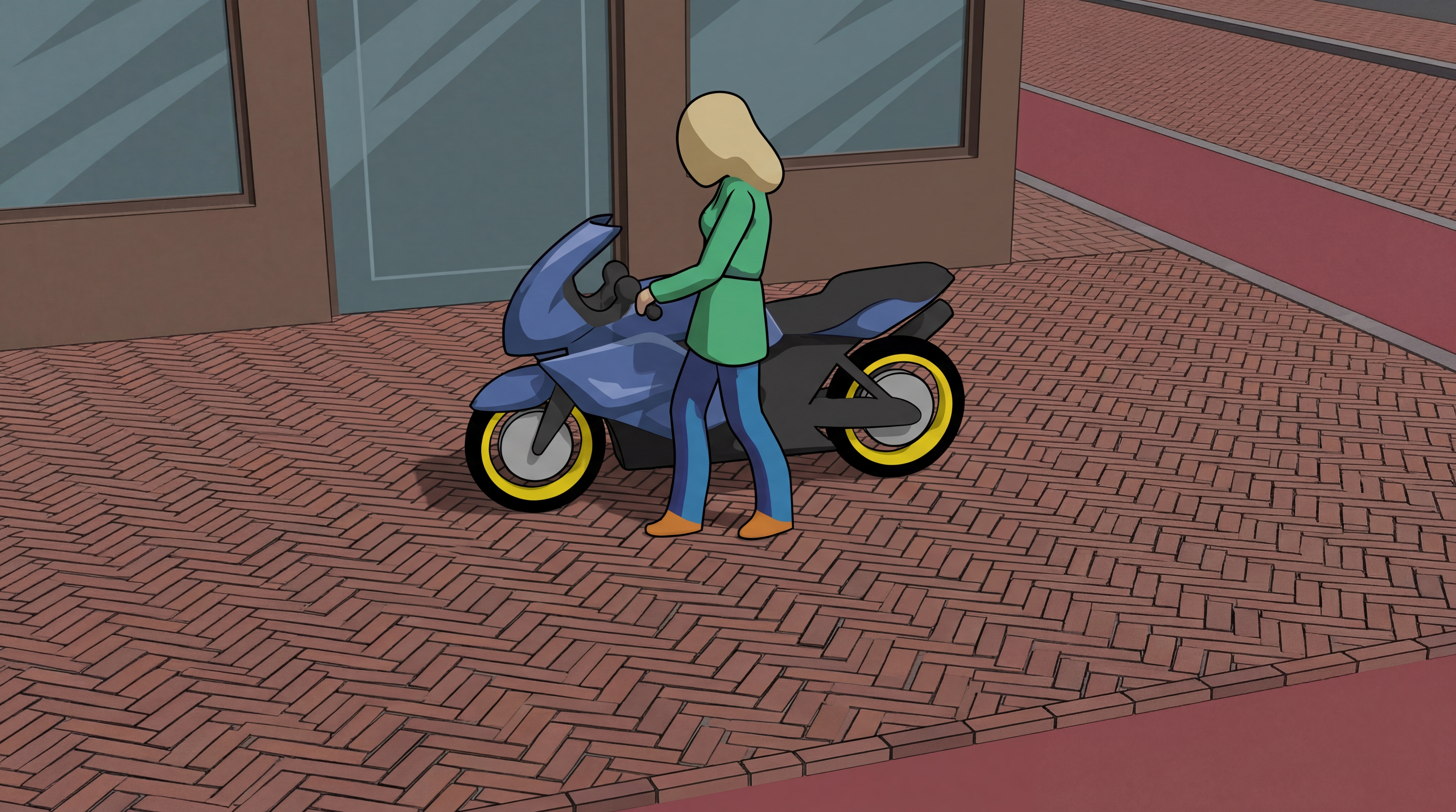 Person walking next to a motorcycle — pedestrian or driver?