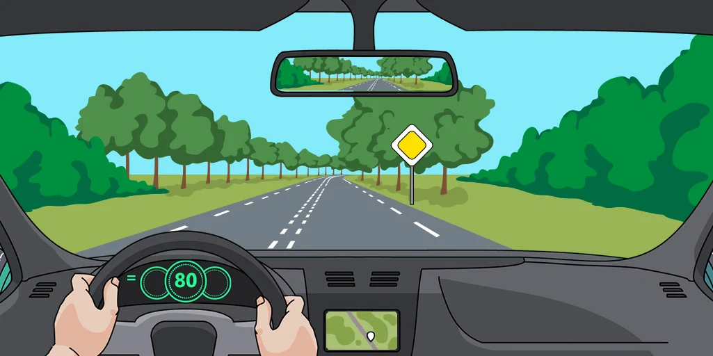 Vrije weg bij 80 km/u met uitstekend zicht β geen actie nodig