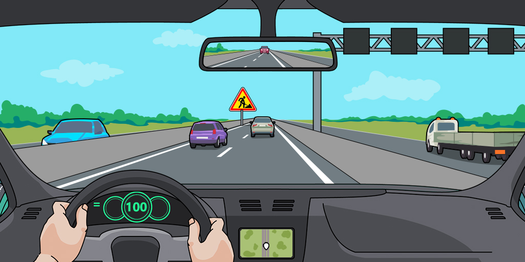 Wegwerkzaamheden vooruit bij 100 km/u β gas loslaten en afstand houden