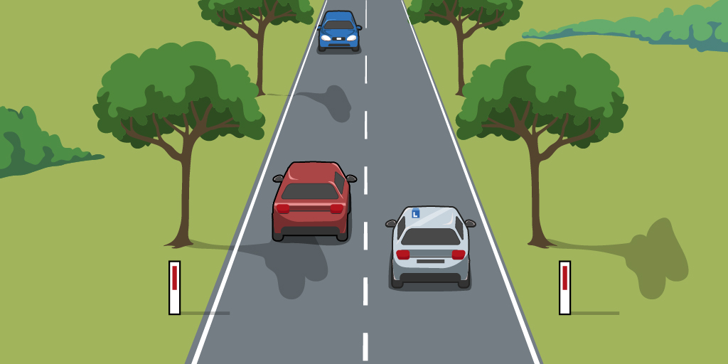 Inhalen op een weg met tegenliggers