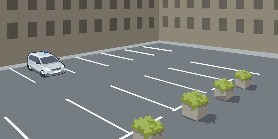 Pulling away from a parked position in an empty parking lot