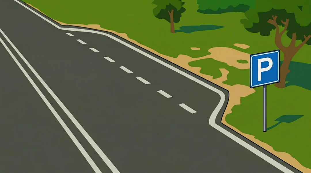 Road scene with a parking sign