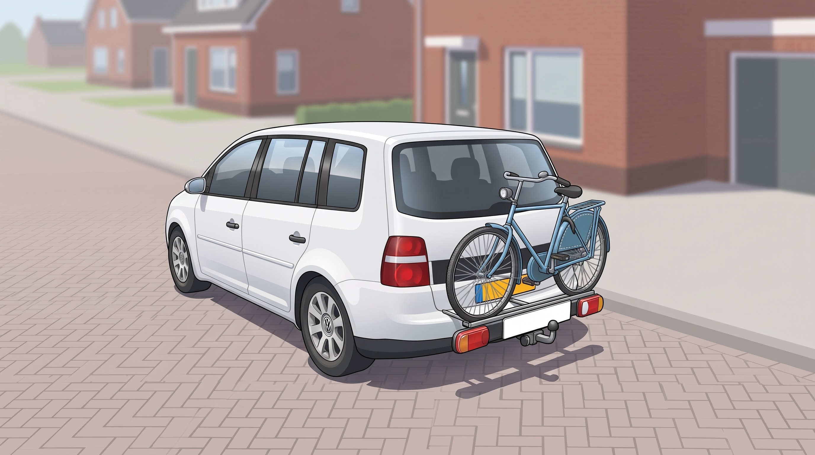 Fietsendrager voorzien van een witte kentekenplaat