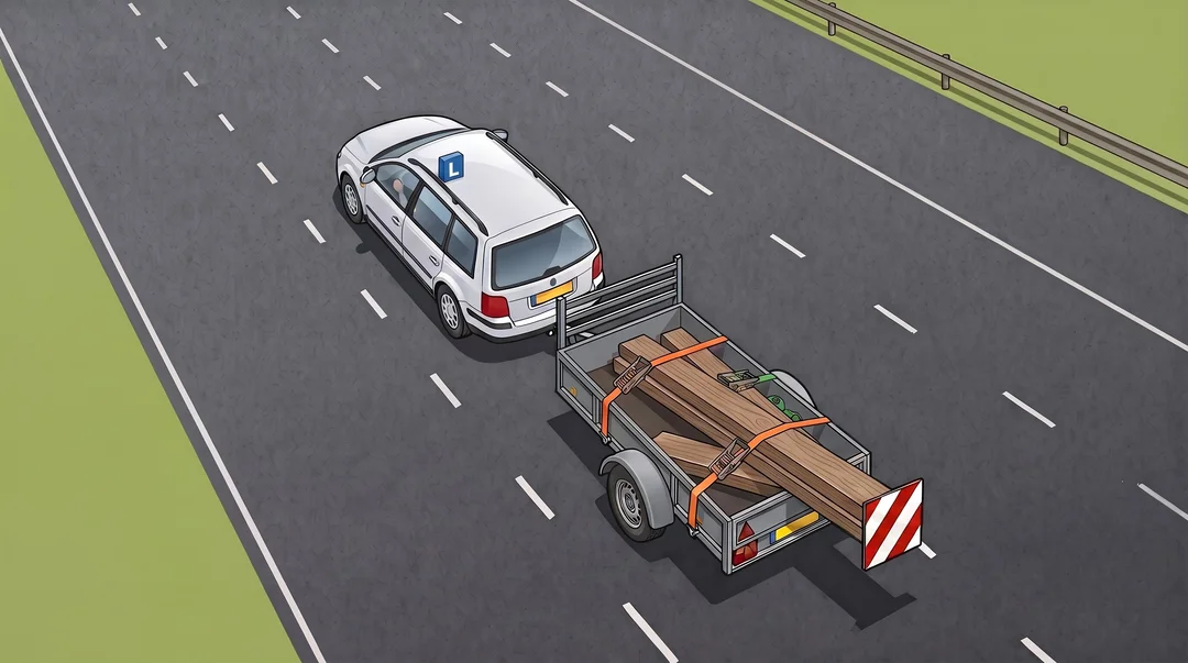 Uitstekende lading gemarkeerd met een rood-wit markeringsbord
