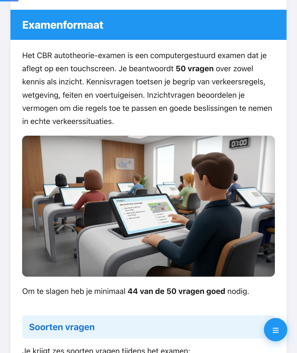 CBR theorie-examen hoofdstuk