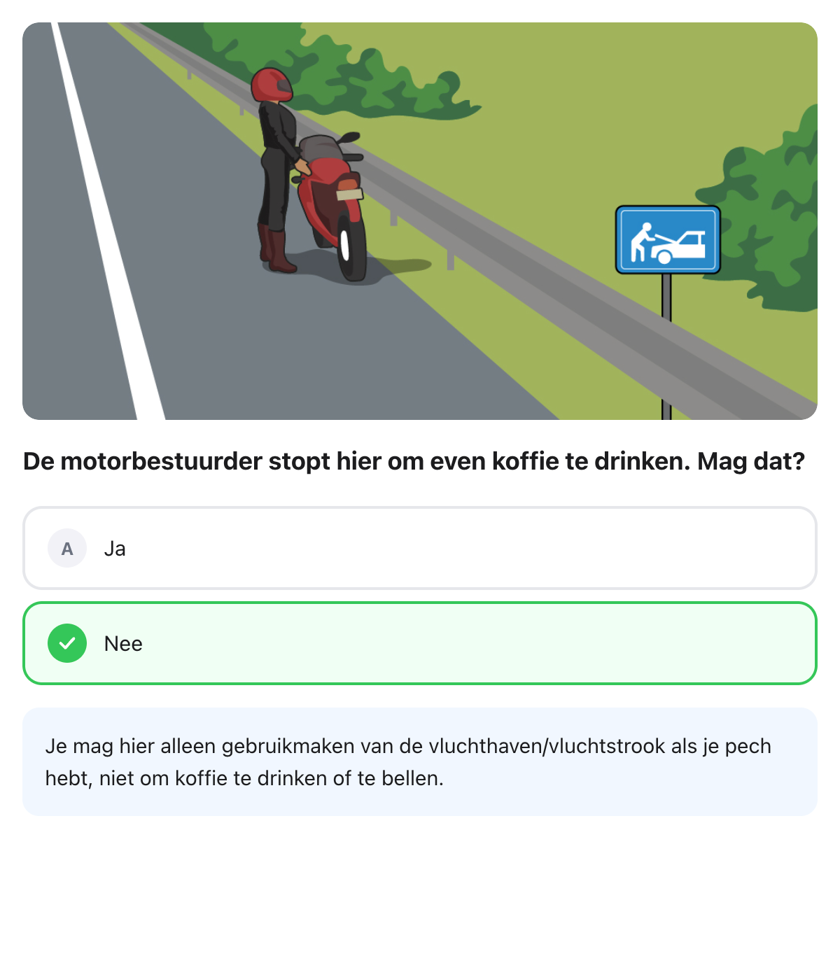 CBR oefenvraag voorbeeld
